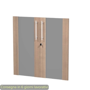 Coppia ante in vetro mobile basso Artexport Flora Noce arabis - L80 H77 SP. 1,8 cm - 91068M/K