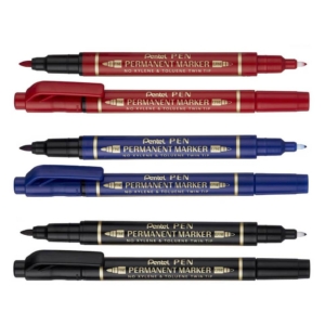Pennarello indelebile doppia punta conica Pentel Twin Tip tratti F-M - Blu