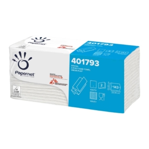 Asciugamani interfogliati Papernet - Superior - Interfogliata a Z - 2 veli pura cellulosa - 23x23,5 cm - 401793 (fascetta da 143 fogli)