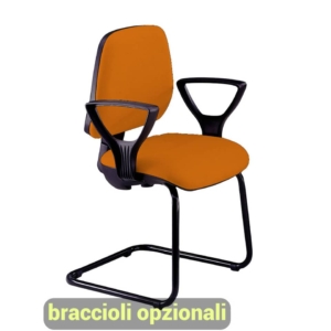 Sedia a slitta Arancione per visitatore Unisit Cigno - polipropilene - braccioli opzionali