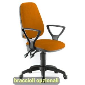 Sedia girevole per scrivania Unisit Leda LDAY Eco smart - schienale alto - rivestimento polipropilene Arancione - Braccioli opzionali