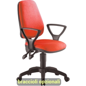 Sedia girevole per scrivania Unisit Leda LDAY Eco smart - schienale alto - rivestimento polipropilene Rosso - Braccioli opzionali