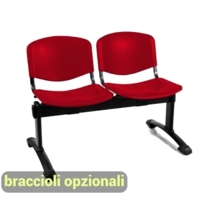 Panca in plastica 2 posti Agata DADO UNISIT - Rosso - L150xP47xH79 cm
