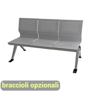 Panca 3 posti collettività PANAIR UNISIT - acciaio - Argento - L171xP58xH91