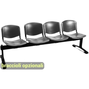 Panca 4 posti - Agata DADO UNISIT polipropilene - Grigio scuro - L200xP58xH82 cm