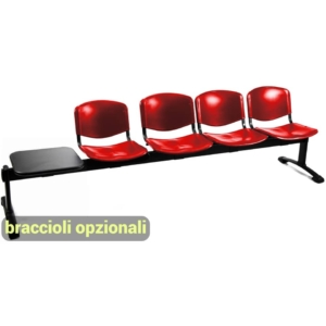 Panca 4 posti - Agata DADO UNISIT con tavolo - polipropilene - Rosso - L250xP58xH82 cm
