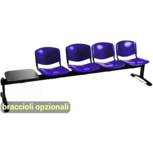 Panca 4 posti - Agata DADO UNISIT con tavolo - ignifugo - Blu - L250xP58xH82 cm