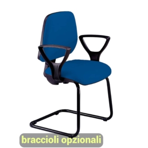 Sedia a slitta Blu per visitatore Unisit Cigno - tessuto ignifugo - braccioli opzionali