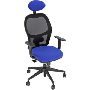 Sedia per ufficio con braccioli Blu HUBBLE GRAFIX UNISIT - con poggiatesta e schienale in rete - tessuto in fili di luce