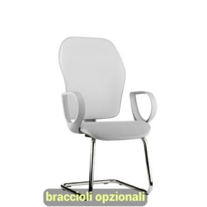 Sedia a slitta cromo HUBBLE GRAFIX UNISIT - pelle - Bianco