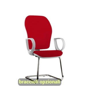 Sedia a slitta cromo HUBBLE GRAFIX UNISIT - ignifugo - Rosso