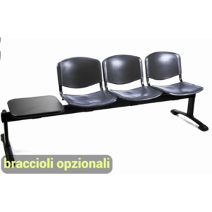 Panca in plastica 3 posti con tavolo Agata DADO UNISIT - Nero - L200xP47xH79 cm