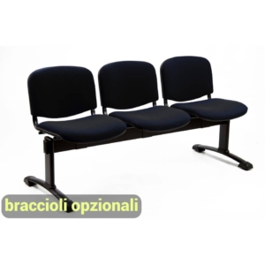 Panca 3 posti - Agata DADO UNISIT - ignifugo - Nero - L150xP58xH82 cm