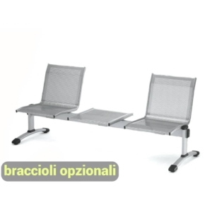 Panca con tavolino 2 posti PLEXUS UNISIT - acciaio - Argento - L171xP60xH78 cm