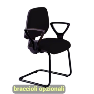 Sedia a slitta Nera per visitatore Unisit Cigno - polipropilene - braccioli opzionali
