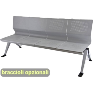 Panca 5 posti PANAIR UNISIT - acciaio - Argento - L280xP58xH91