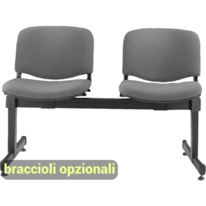 Panca 2 posti - Agata DADO UNISIT - ignifugo - Antracite - L100xP58xH82 cm
