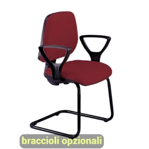 Sedia a slitta Bordeaux per visitatore Unisit Cigno - tessuto ignifugo - braccioli opzionali