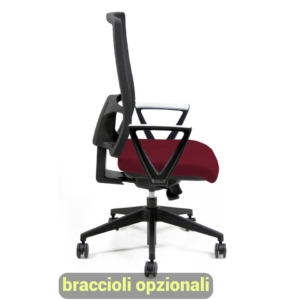 Sedia ufficio ergonomica semidirezionale NEREIDE UNISIT - ignifugo - Bordeaux - NDAE/ID