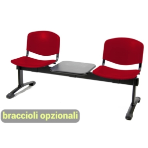 Panca in plastica 2 posti con tavolo Agata DADO UNISIT - Rosso - L150xP47xH79 cm