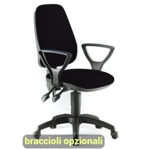 Sedia girevole per scrivania Unisit Leda LDAY Eco smart - schienale alto - rivestimento ignifugo Nero - Braccioli opzionali