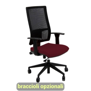 Sedia da ufficio con ruote NEREIDE UNISIT - ignifugo - Bordeaux - NDA/ID