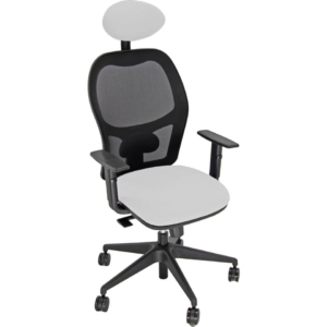 Sedia per ufficio con braccioli in similpelle Bianca HUBBLE GRAFIX UNISIT - con poggiatesta e schienale in rete