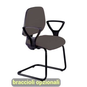 Sedia a slitta Grigia scura per visitatore Unisit Cigno - polipropilene - braccioli opzionali