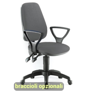 Sedia girevole per scrivania Unisit Leda LDAY Eco smart - schienale alto - rivestimento ignifugo Grigio scuro - Braccioli opzionali