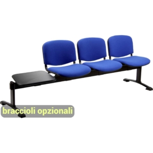 Panca 3 posti - Agata DADO UNISIT con tavolo - ignifugo - Blu - L200xP58xH82 cm