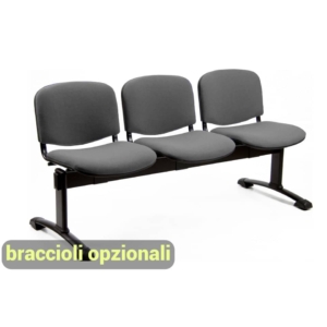 Panca 3 posti - Agata DADO UNISIT - ignifugo - Antracite - L150xP58xH82 cm