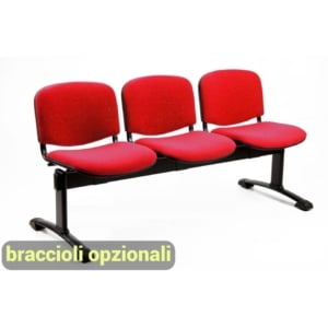 Panca 3 posti - Agata DADO UNISIT - ignifugo - Rosso - L150xP58xH82 cm