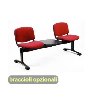 Panca 2 posti - Agata DADO UNISIT con tavolo - ignifugo - Rosso - L150xP58xH82 cm