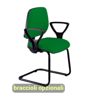 Sedia a slitta Verde per visitatore Unisit Cigno - polipropilene - braccioli opzionali