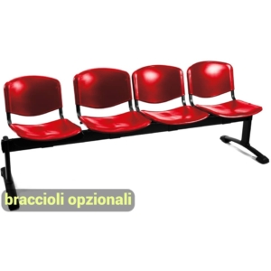 Panca 4 posti - Agata DADO UNISIT polipropilene - Rosso - L200xP58xH82 cm