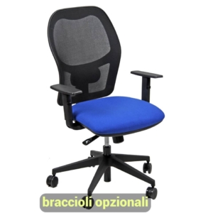 Sedia da ufficio Hubble HUHU UNISIT schienale in rete Nero - rivestimento in poliestere Blu - Braccioli opzionali