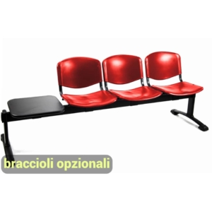 Panca in plastica 3 posti con tavolo Agata DADO UNISIT - Rosso - L200xP47xH79 cm