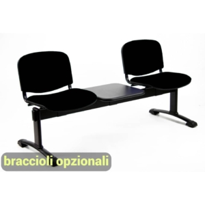 Panca 2 posti - Agata DADO UNISIT con tavolo - ignifugo - Nero - L150xP58xH82 cm