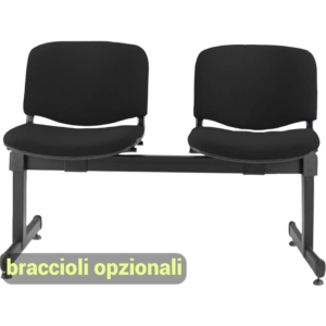 Panca 2 posti - Agata DADO UNISIT - ignifugo - Nero - L100xP58xH82 cm