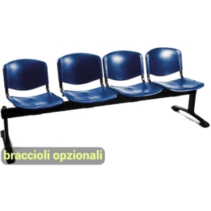 Panca 4 posti - Agata DADO UNISIT ignifugo - Blu - L200xP58xH82 cm