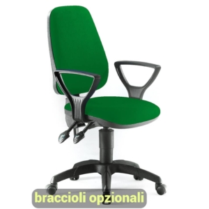 Sedia girevole per scrivania Unisit Leda LDAY Eco smart - schienale alto - rivestimento polipropilene Verde - Braccioli opzionali
