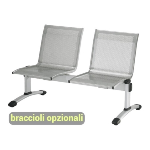 Panca 2 posti collettività PLEXUS UNISIT - acciaio - Argento - L116xP60xH78 cm