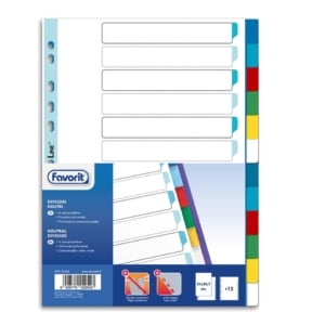 Divisori intercalari neutri Favorit A4 - 12 tasti colorati - 400132500