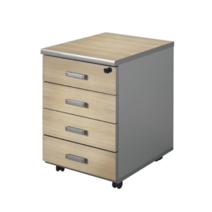 Cassettiera 4 cassetti Unisit Spirit con ruote 44x52x63 cm Rovere
