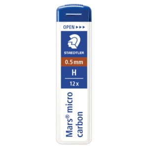 Mine sottili H per portamine - Staedtler Mars Micro Carbon - Ø0,5 mm - Astuccio da 12 mine (conf.12 mine)