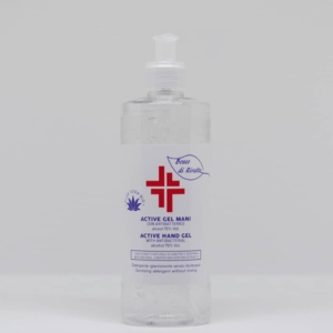 Gel igienizzante mani (alcol 70%) 500 ml con dosatore - Active linea Bosco di Rivalta - flacone Trasparente cilindrico