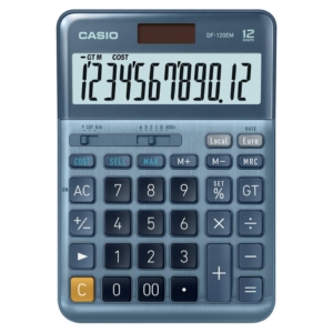 Calcolatrice da tavolo Casio DF-120EM-W-EP - Blu - solare e batteria display 12 cifre