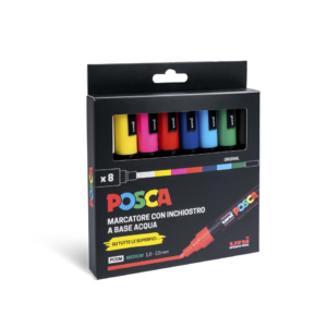 Pennarelli a tempera Uni Ball Uniposca punta tonda 1,8-2,5 mm Colori Assortiti (conf.8)
