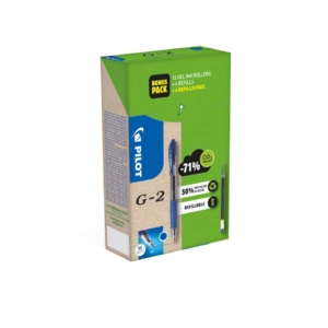 Penne gel a scatto Pilot G-2 0,7 mm Blu Green Pack (12 penne +12 refill )
