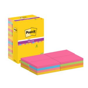 Foglietti riposizionabili Post-it® Super Sticky Color Notes 127x76 mm Tower Pack 16 blocchetti Assortito da 90 foglietti